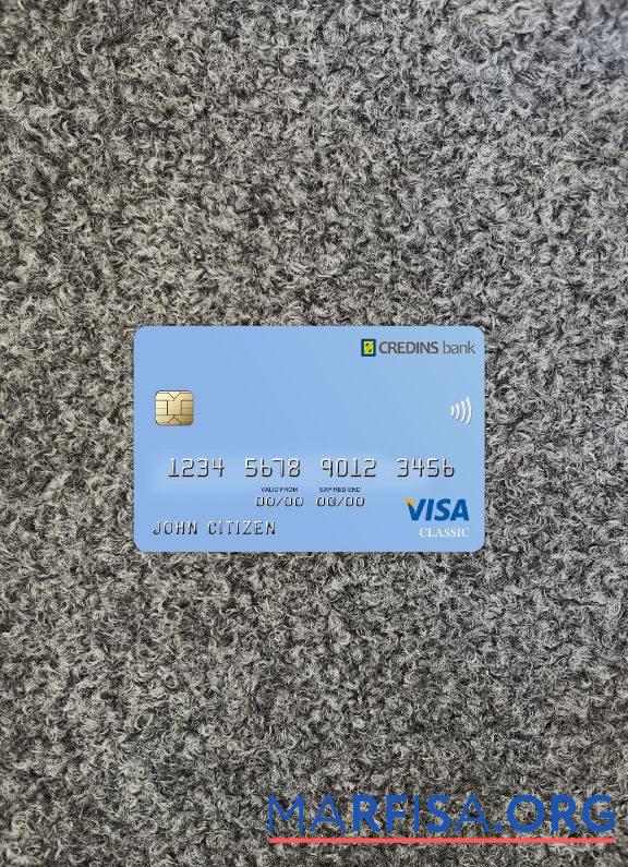 Printable Albania Credins bank visa debit photolook front download for verification